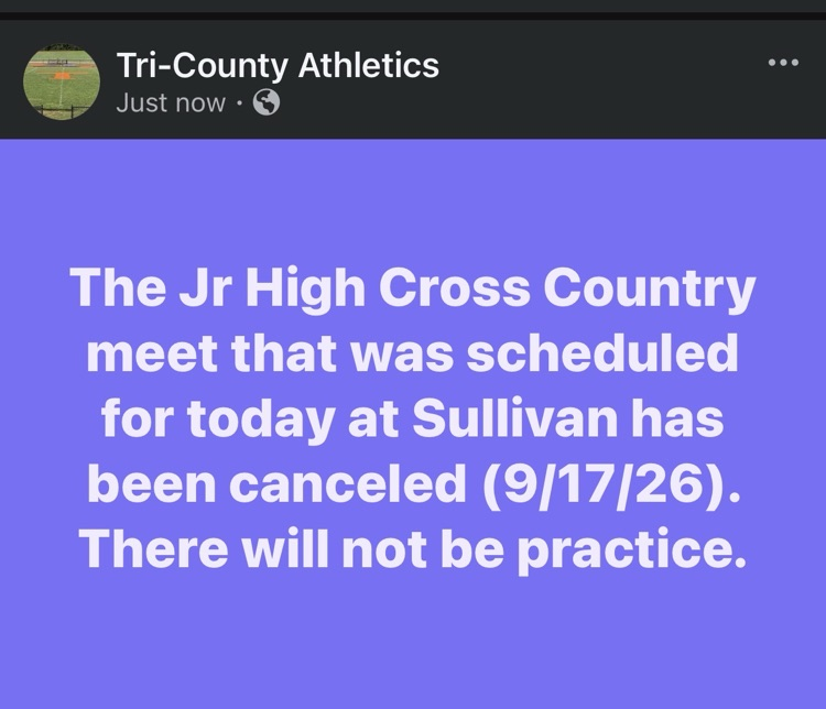 Jr High Criss Country Meet canceled 