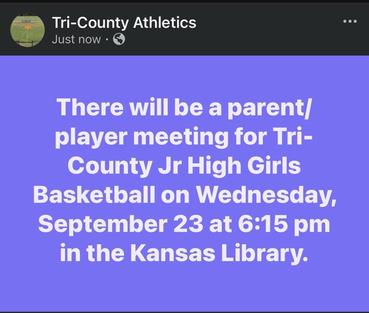 Tri-County Jr High Girls Basketball Parent/Player Meeting