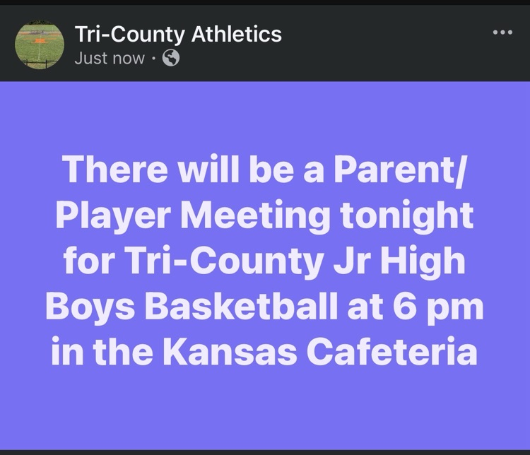 Tri-County Jr High Boys Basketball Parent/Player Meeting 