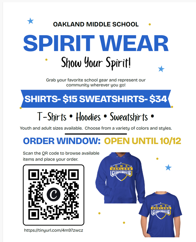 Spirit wear for OMS Oakers