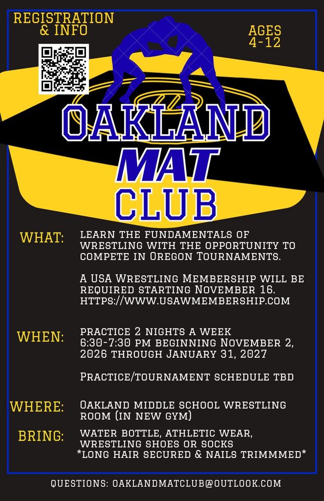 Oakland Mat club. Starting Nov. 2nd, learn wrestling fundamentals
