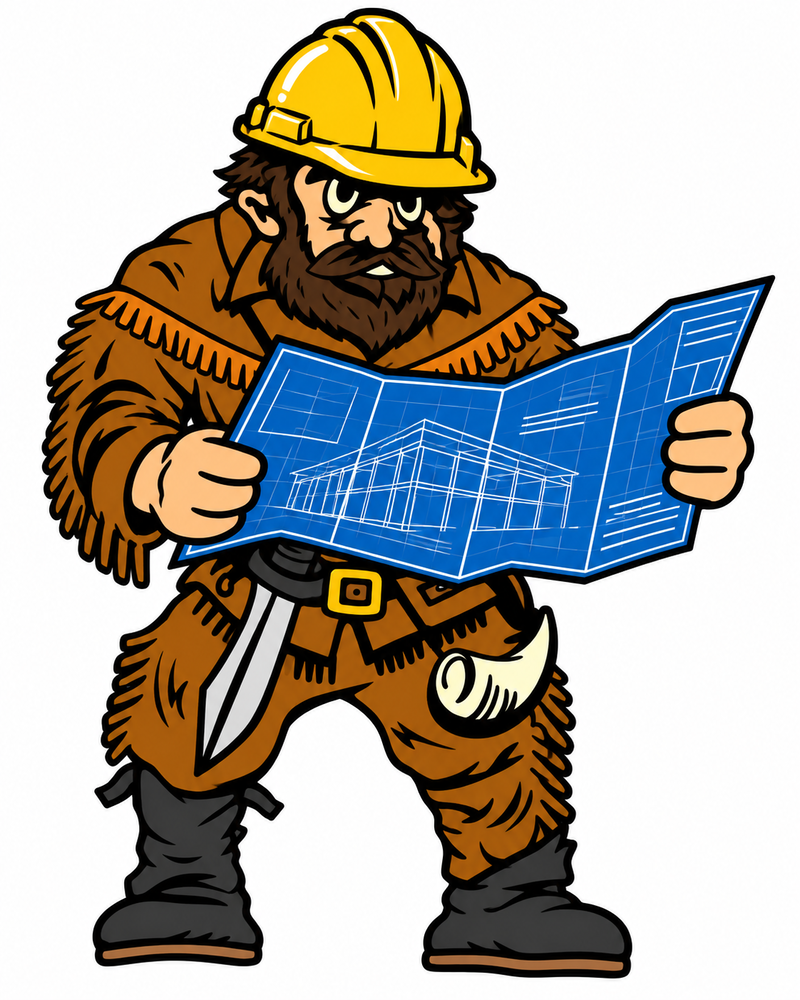 A picture of Plainsman Pete dressed as a construction worker.
