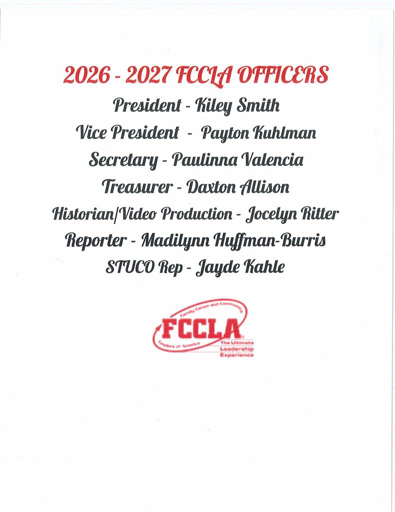 FCCLA 26-27 officers