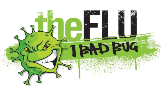 A cartoon picture of a flu bug.