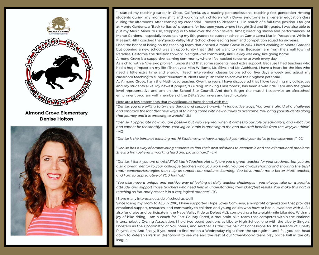 flyer for almond grove's teacher of the year