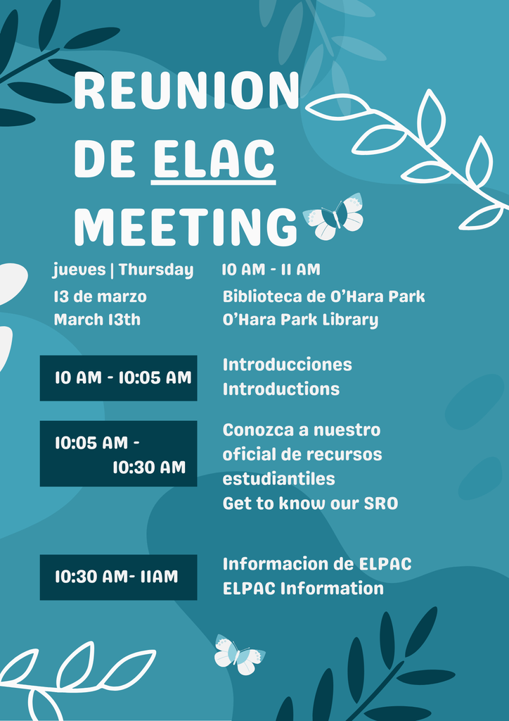 ELAC Meeting | Reunion de ELAC