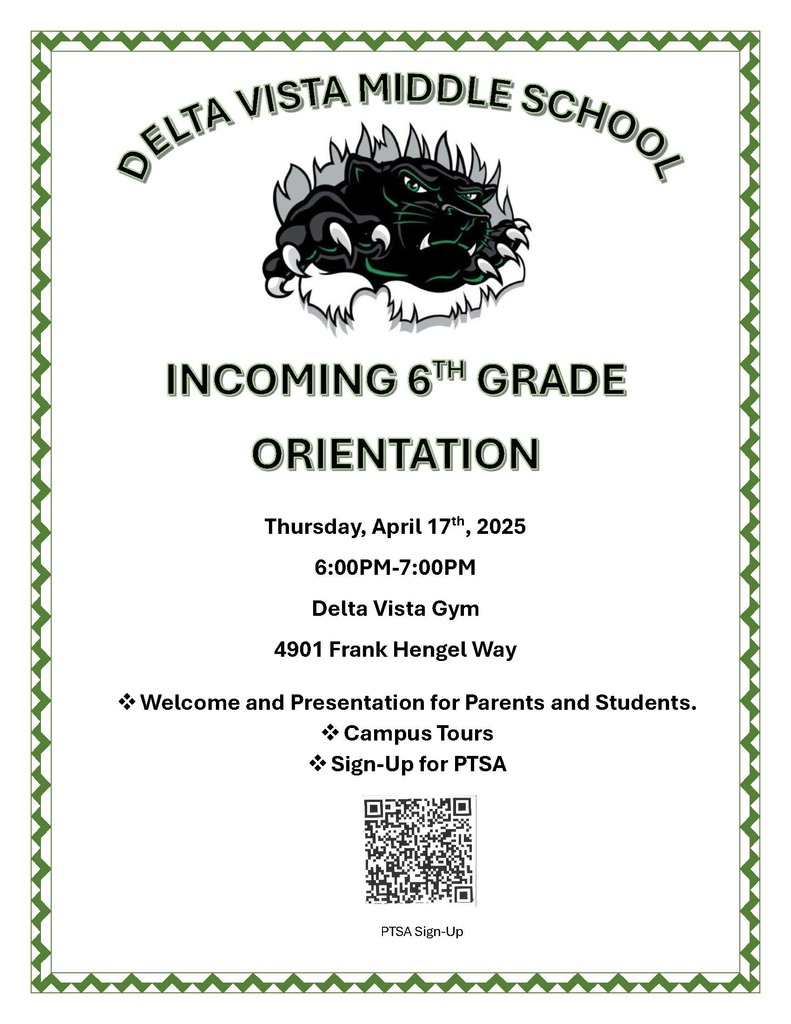 Incoming 6th Grade Orientation Flyer
