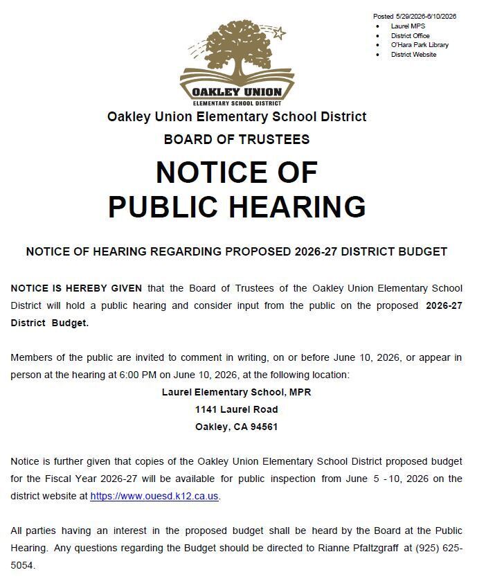 Public Notice of the 2026-27 District Budget