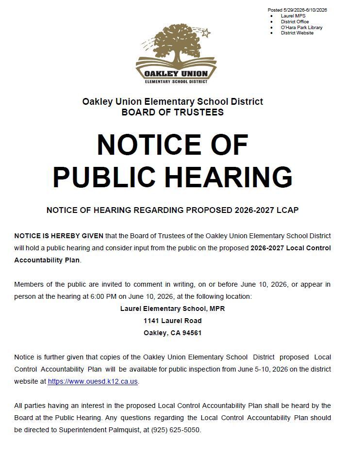 Public Notice of the 2026-2027 LCAP