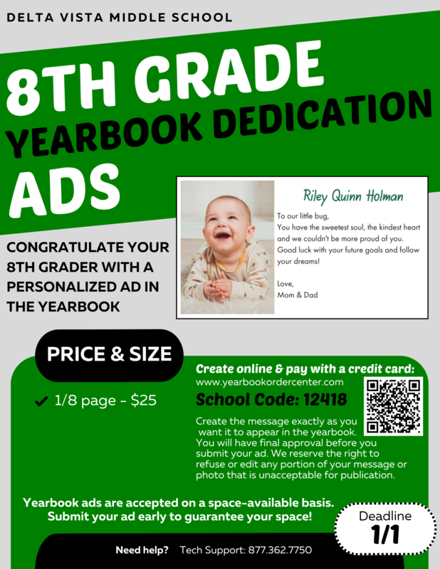 8th Grade Dedications are on sale now