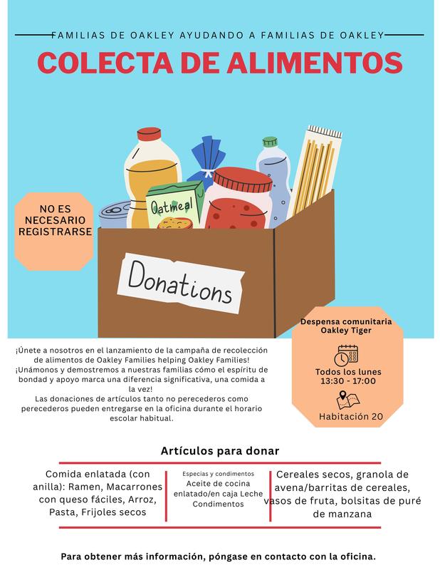 Food Drive flyer - Spanish