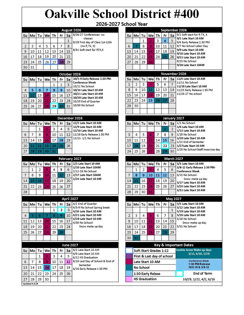 2026-2027 School Calendar