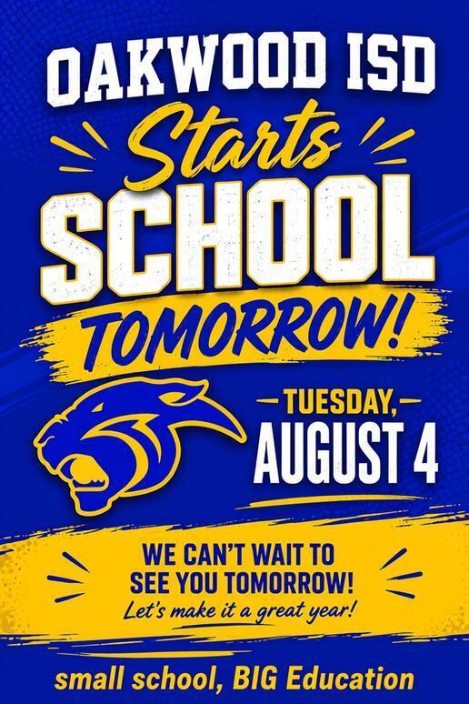 School starts Tuesday, August 4