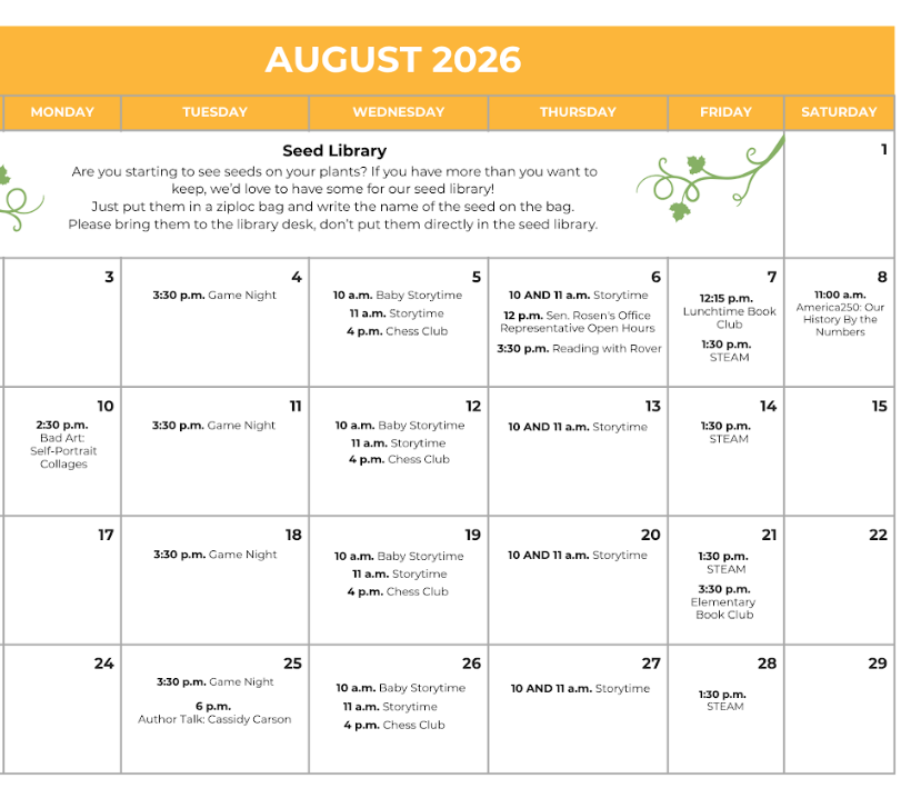 Library calendar