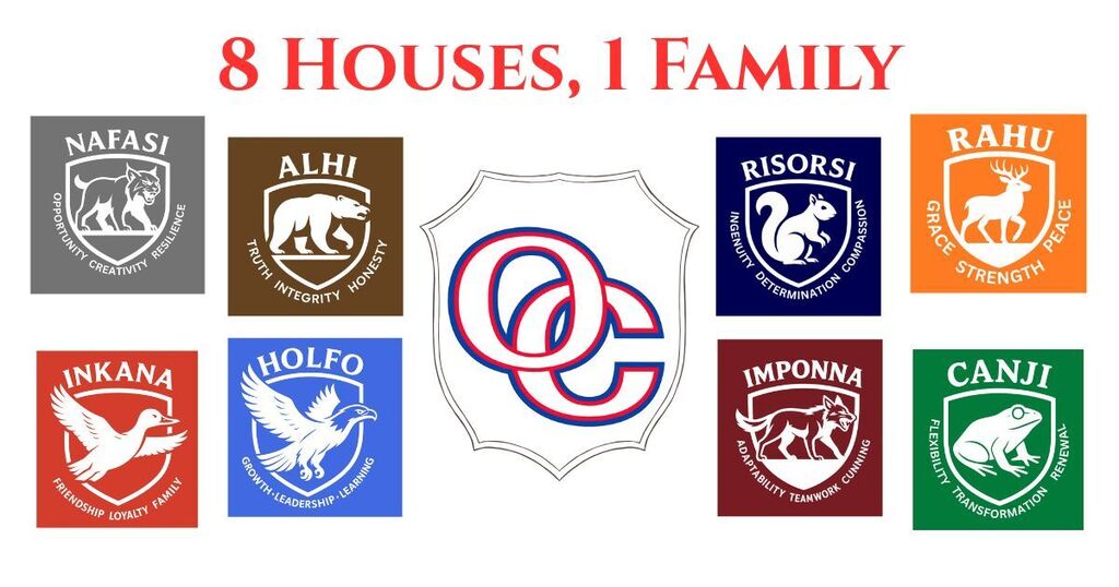 Image with logos from each house in OC's house system.
