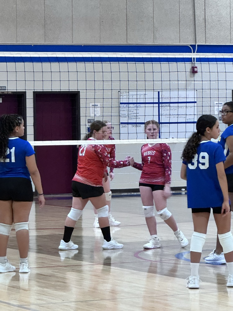 OCMS volleyball players on the court