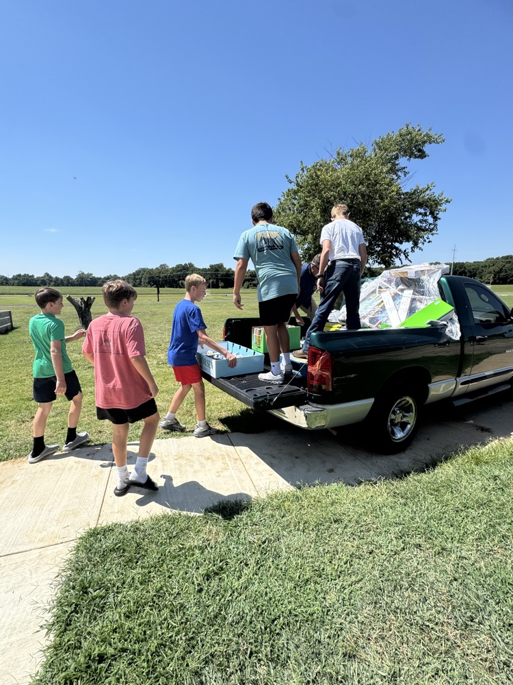 Ag students unloading donations
