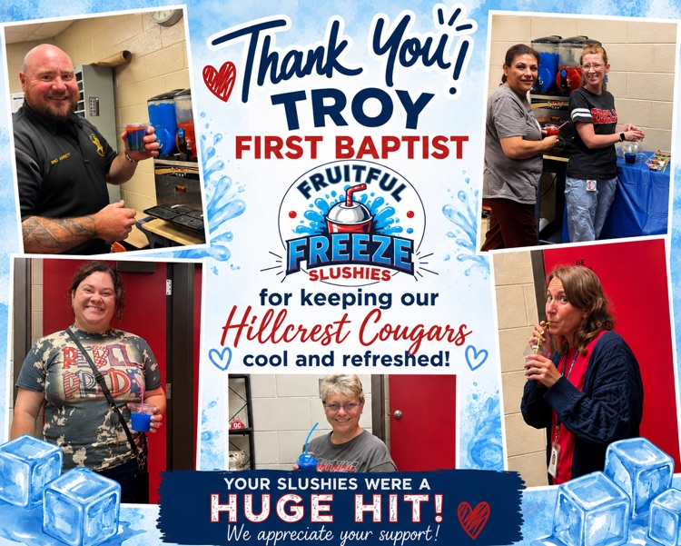 6 staff members with slushes pictured 