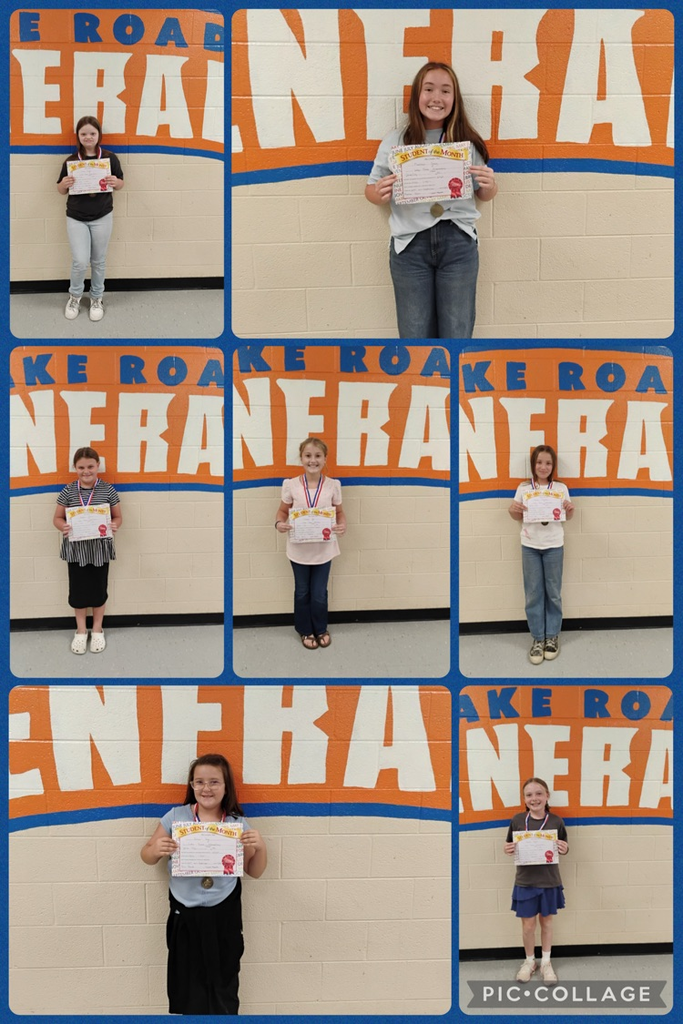 collage of students holding their student of the month certificates 