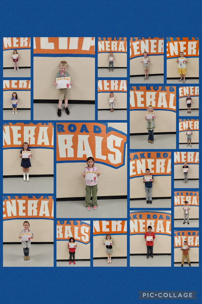 collage of students holding their student of the month certificates 