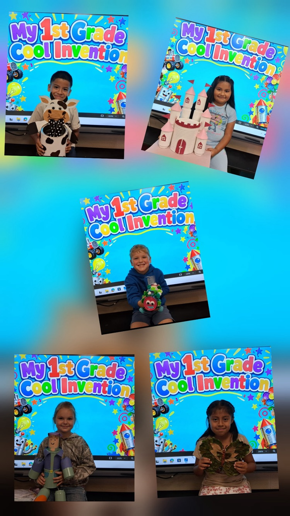 collage of students holding their inventions 