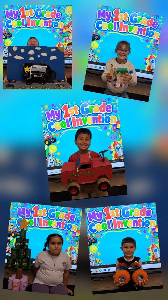 collage of students holding their inventions 