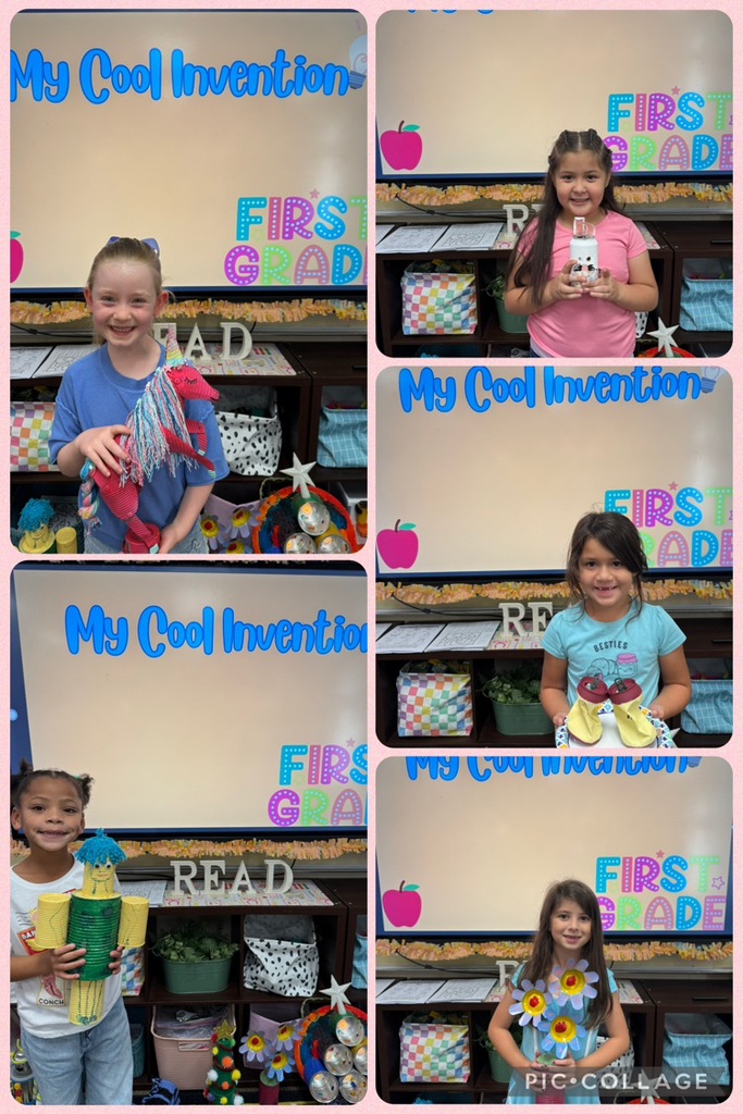 collage of students holding their invention 