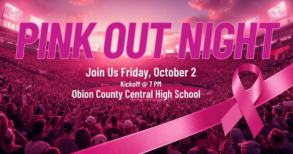 Pink Out Night Graphic with football game details.