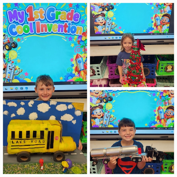 collage of students holding their inventions 