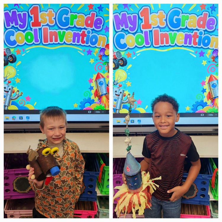collage of students holding their inventions 