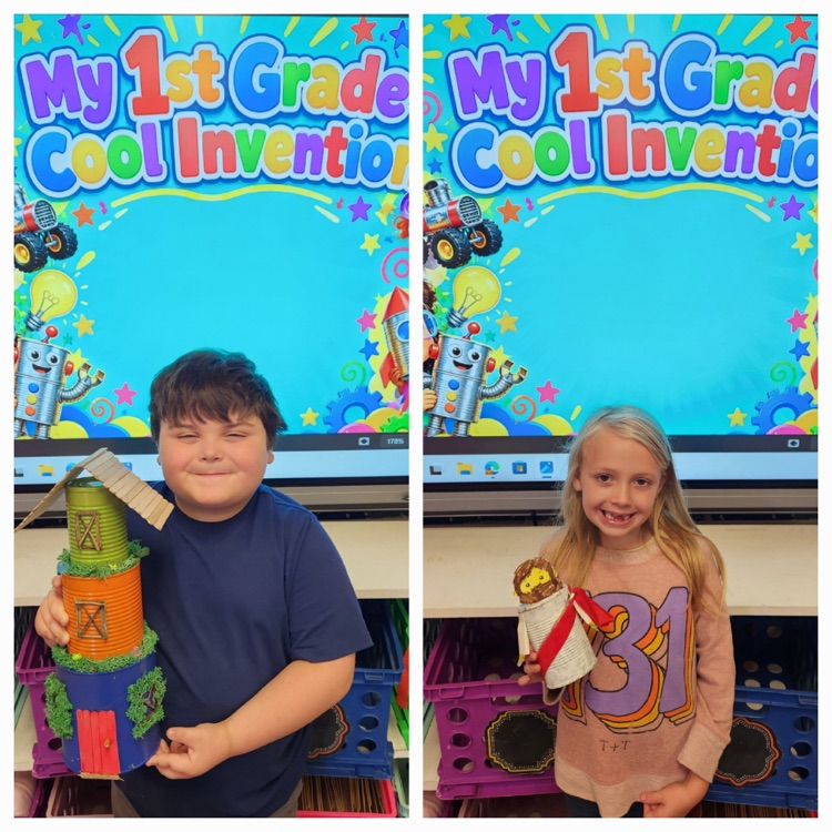collage of students holding their inventions 