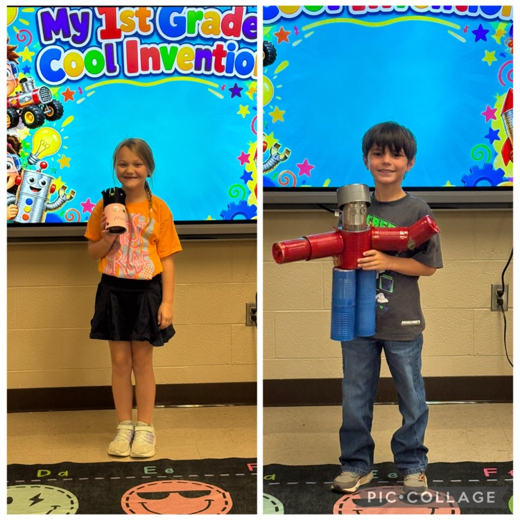 collage of students holding their inventions 