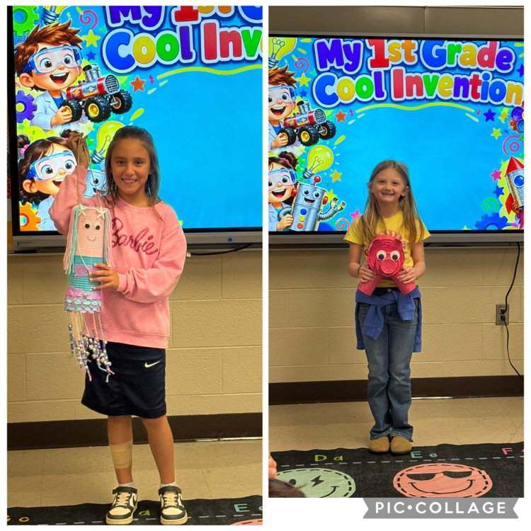 collage of students holding their inventions 
