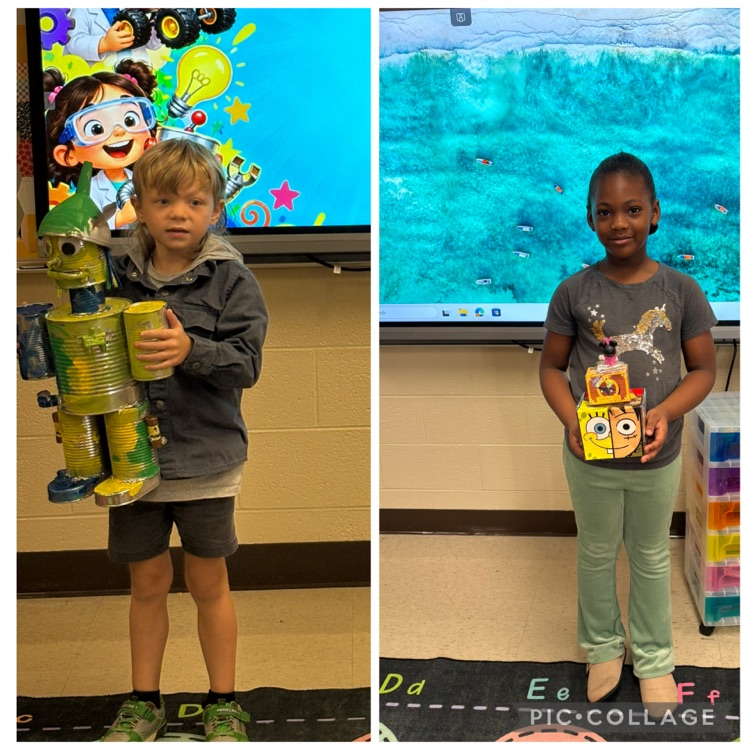 collage of students holding their inventions 