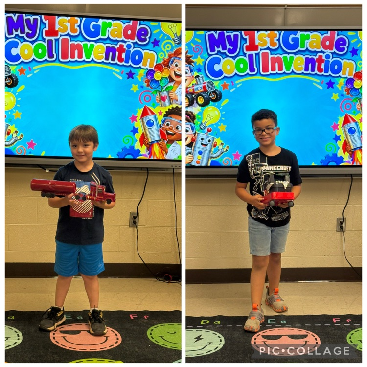 collage of students holding their inventions 