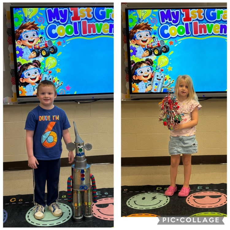 collage of students holding their inventions 