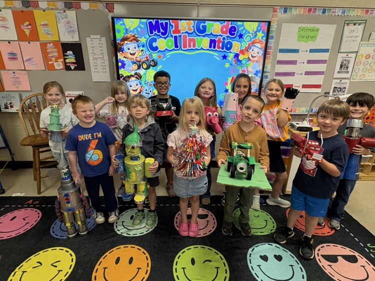 collage of students holding their inventions 