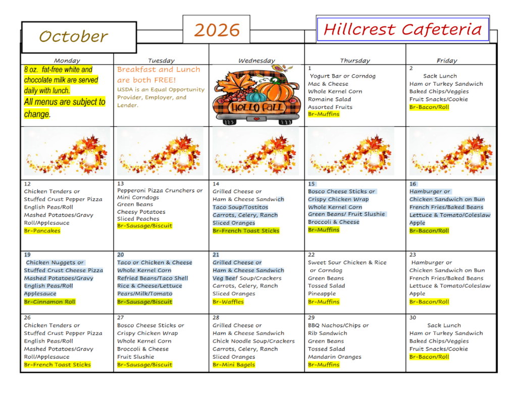 october menu image