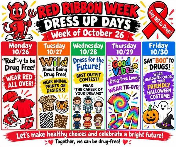 Graphic showing dress up days for South Fulton Elementary.
