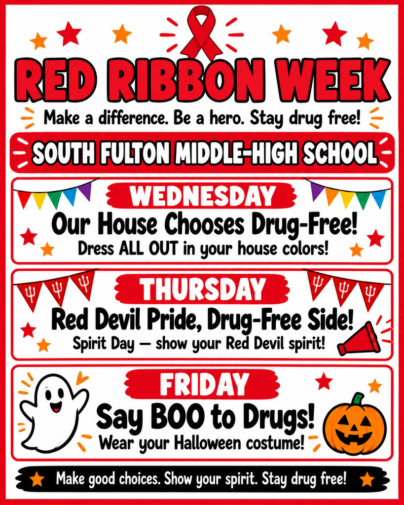 Graphic showing dress up days for South Fulton Middle-High School.