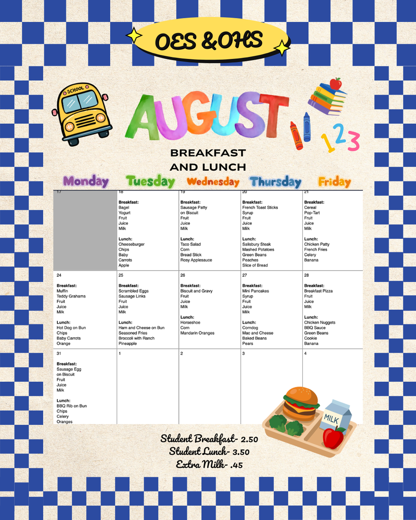 Lunch and Breakfast Menus