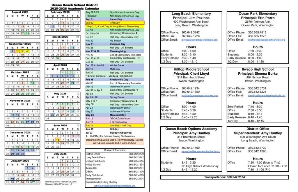 District Calendar for 25/26