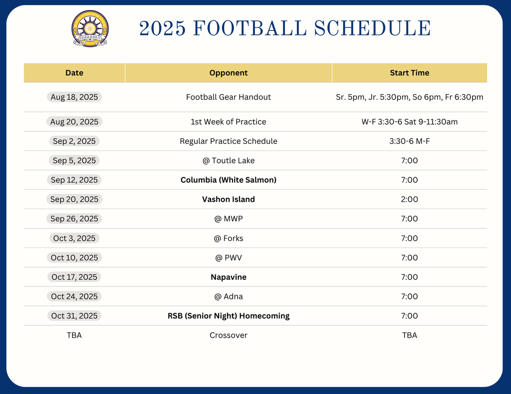 2025 IHS Football Schedule