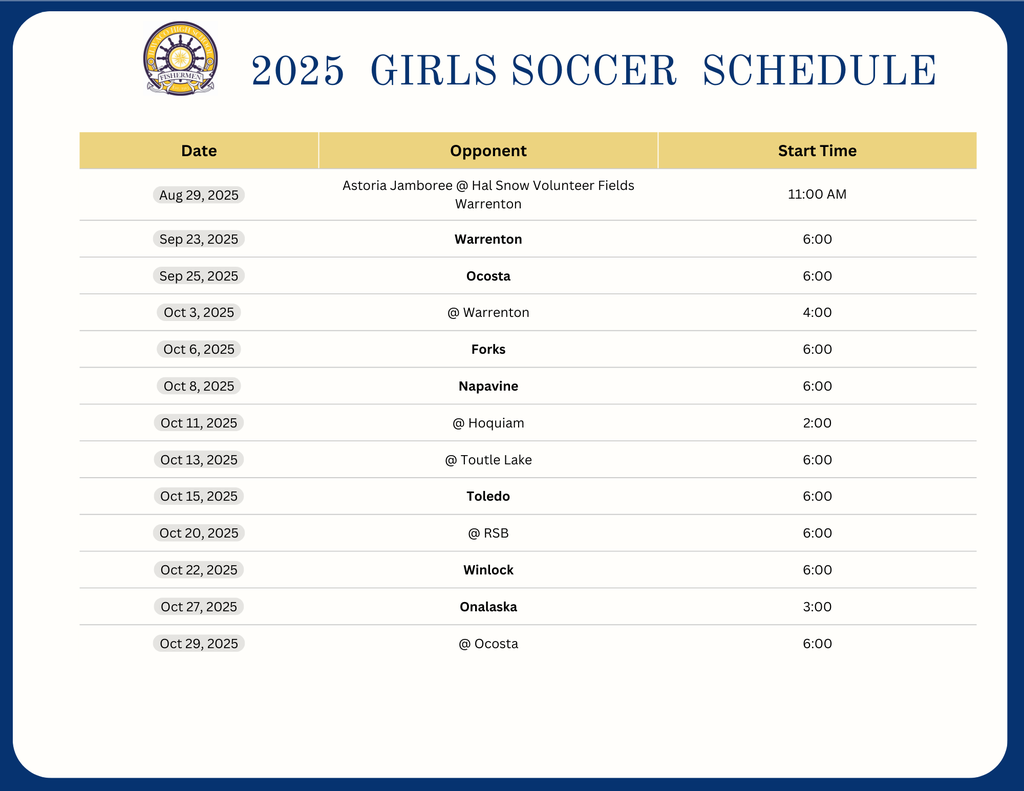 2025 IHS Girls Soccer Schedule