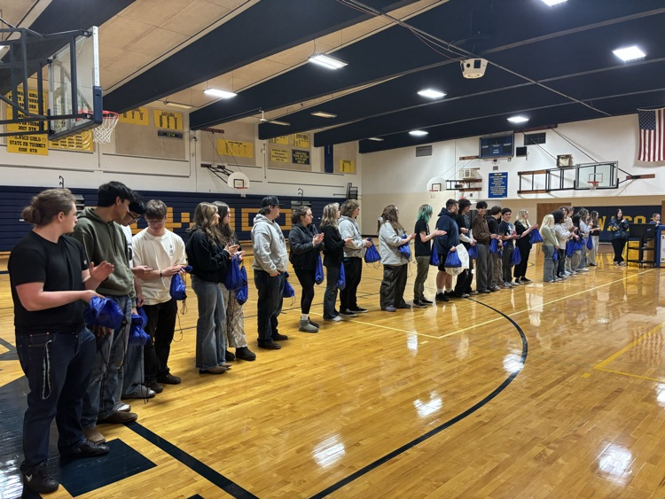 students lined up