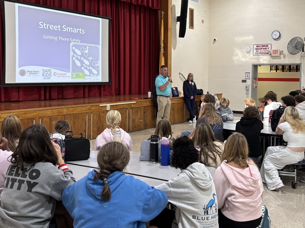 Ocean City Chief of Police William Campbell speaks to eighth grade class during an assembly at Ocean City Intermediate School  Intermediate School students participated in a “Street Smarts: Getting There Safely” presentation focused on bicycle and pedestrian safety awareness.