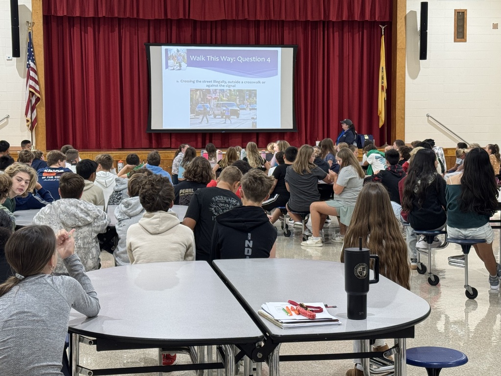 Ocean City Intermediate School students learned about pedestrian safety and the importance of using crosswalks during a “Walk This Way” activity at a recent safety assembly.