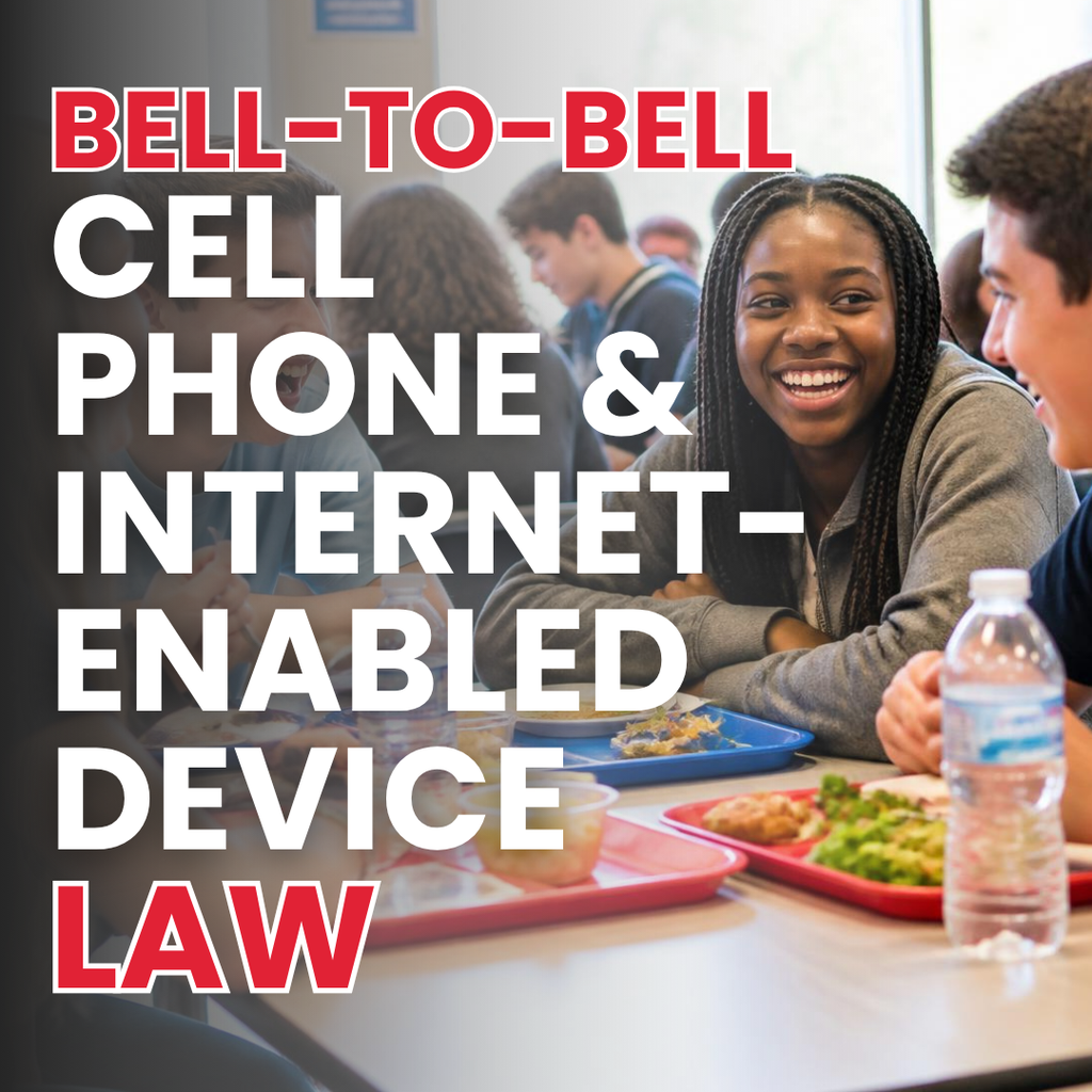Bell-to-bell Cell Phone & Internet Enabled Device Law OCSD Logo and Cell phone with an X over it