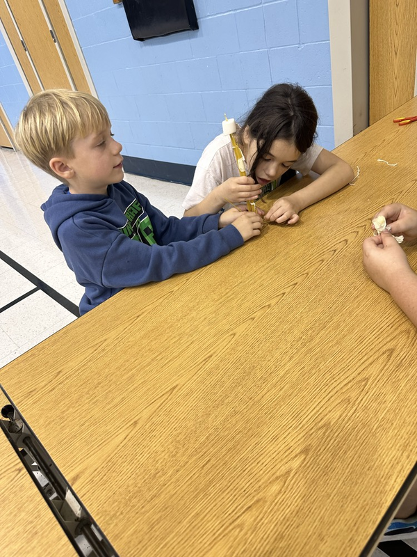 Second Grade Class Working on a Teamwork Build STEM Activity!