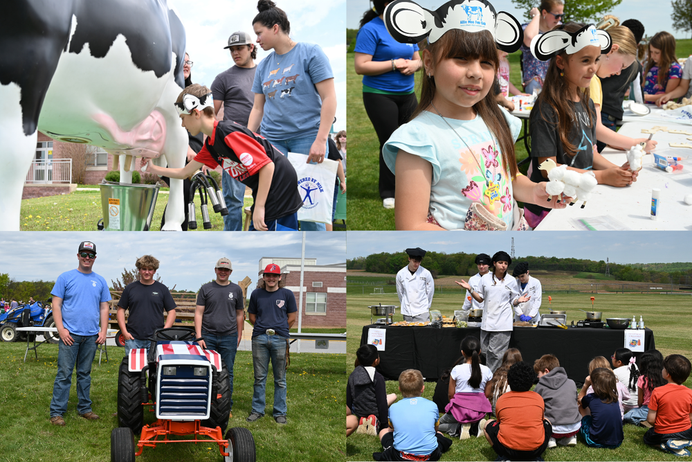 Students enjoy ag day with milking a cow demonstration, learning about local food, and doing a fun craft with wool 
